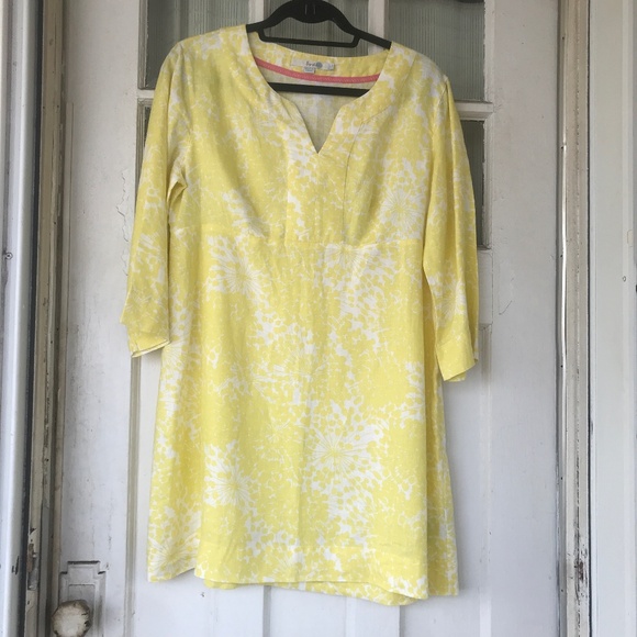 Boden Yellow and White 100% Linen Dress - Picture 5 of 5